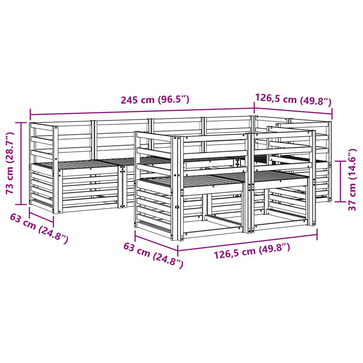 Sektionalsofa sæt 7 pcs Naturfarvet