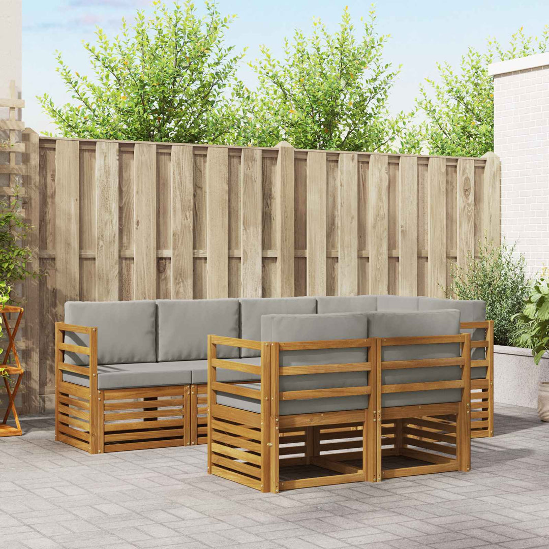 Sektionalsofa sæt med pude 7 pcs Naturlig og Lys Grå