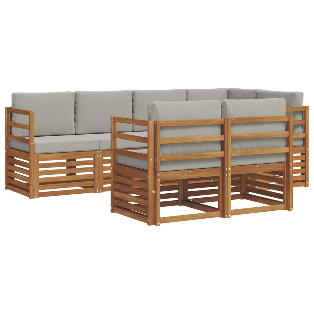 Sektionalsofa sæt med pude 7 pcs Naturlig og Lys Grå