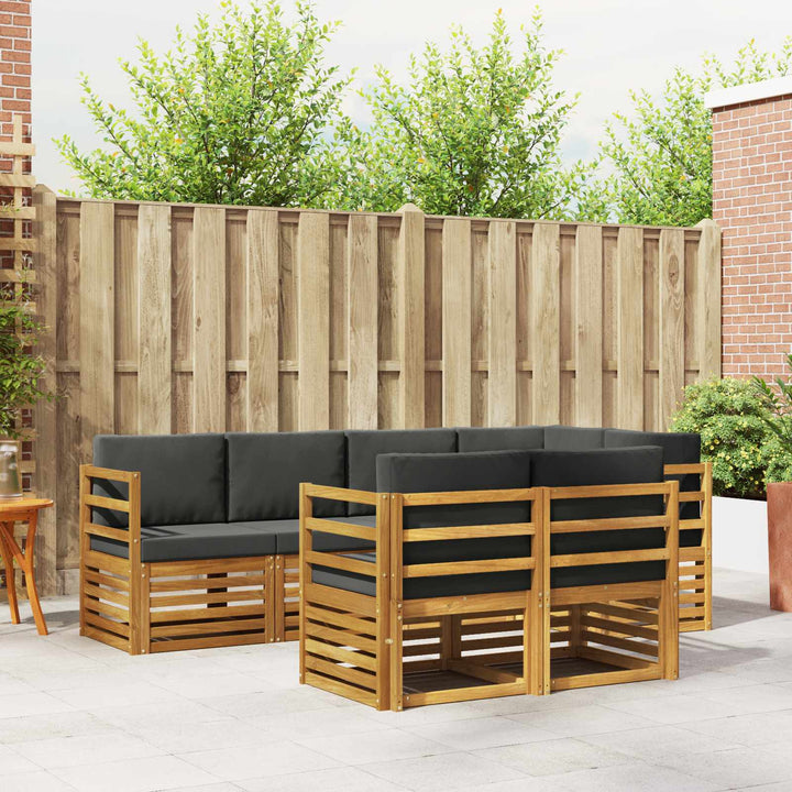 Udendørs sofagruppe 7 stk. Naturlig og Antracit Polyester