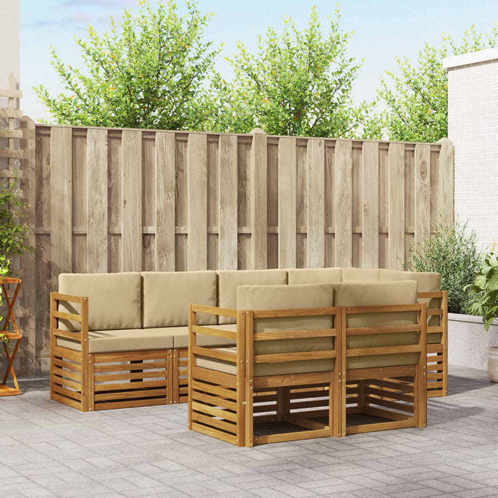 Sektionalsofa sæt med pude 7 pcs Naturlig og Beige