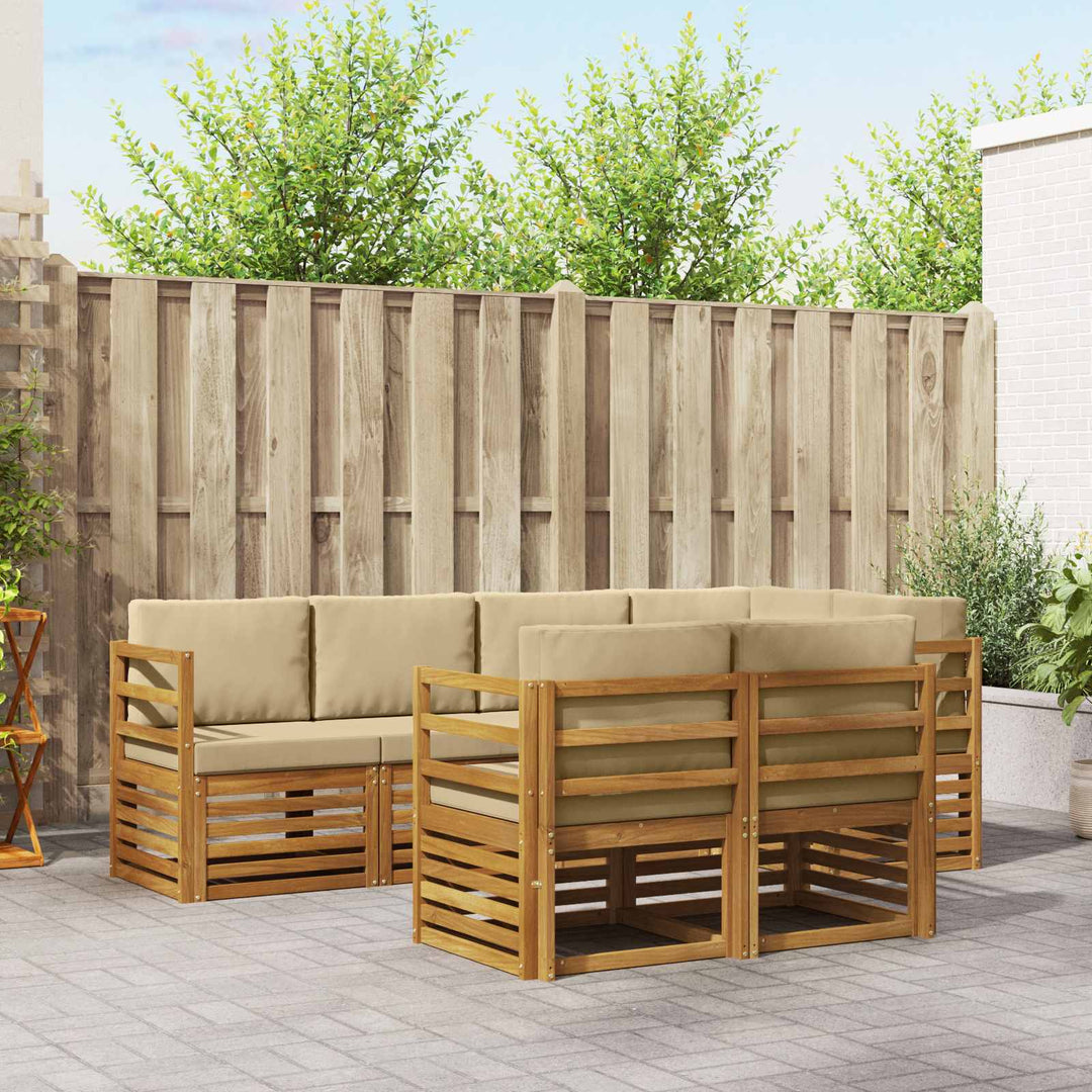 Udendørs sofagruppe 7 stk. Naturlig og Beige Polyester
