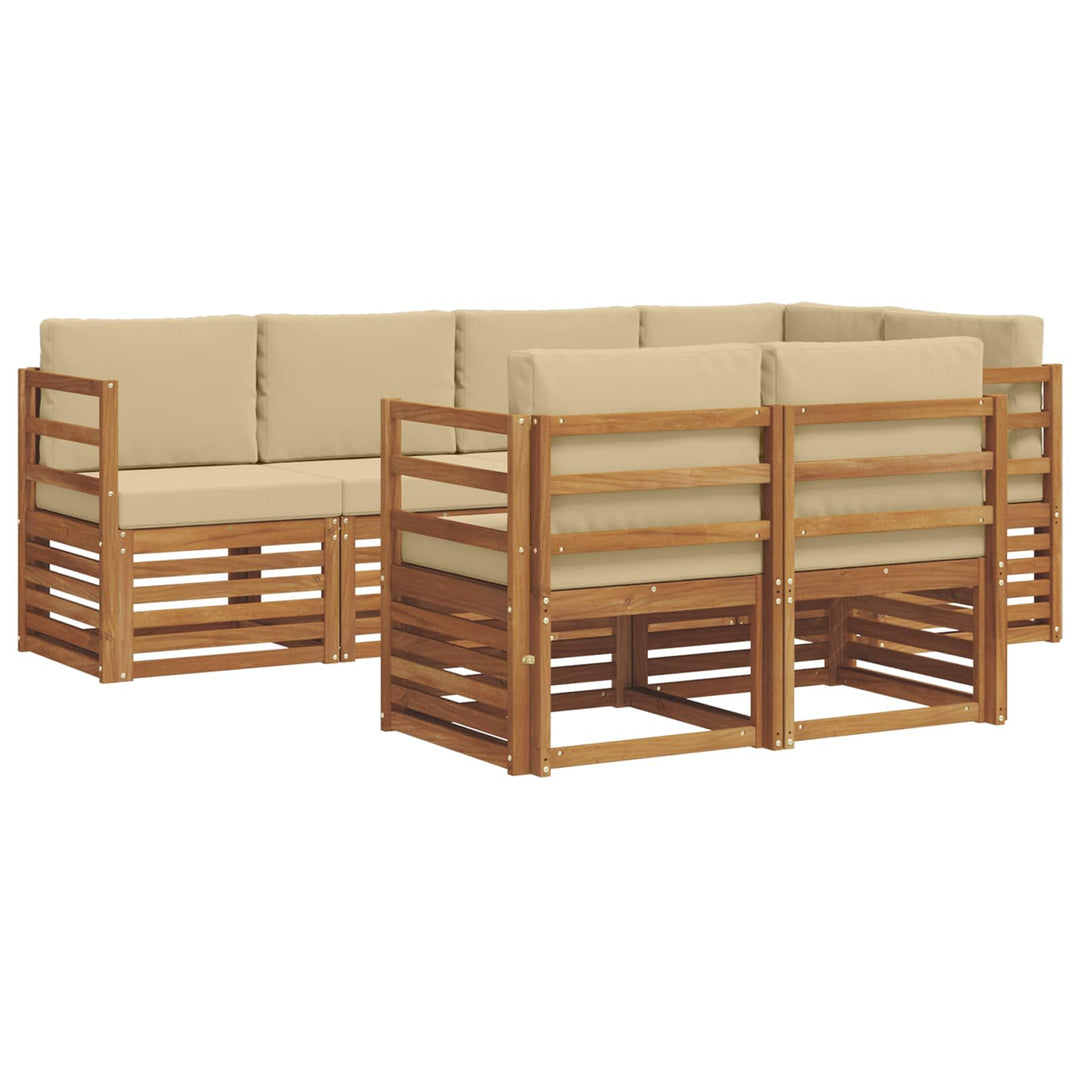 Udendørs sofagruppe 7 stk. Naturlig og Beige Polyester