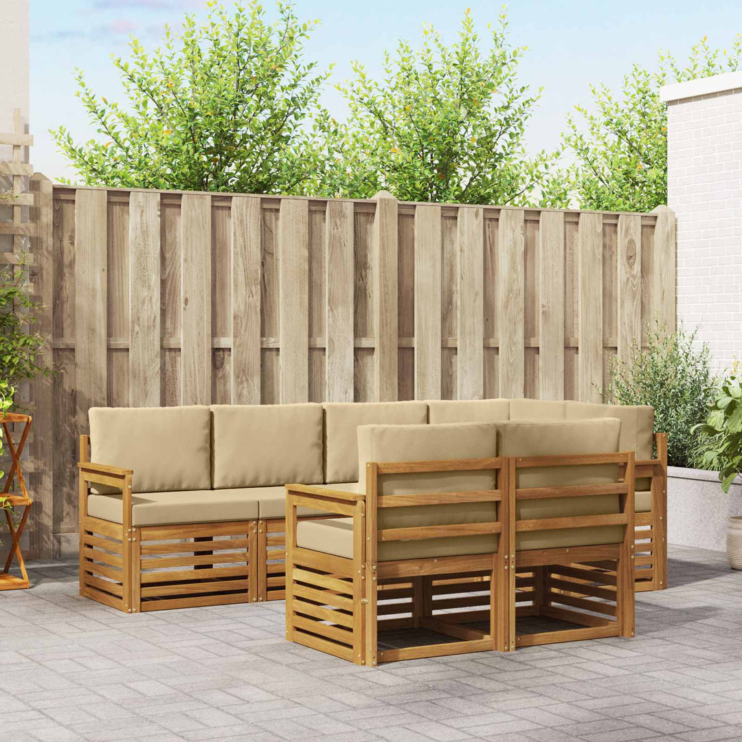Udendørs sofagruppe 7 stk. Naturlig og Beige Polyester