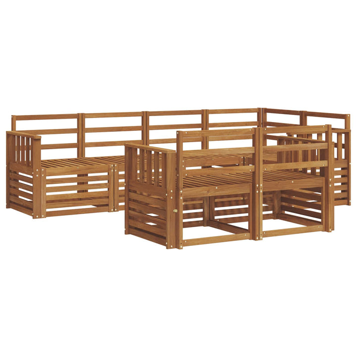 Udendørs sofagruppe 7 pcs Naturfarvet Polyester