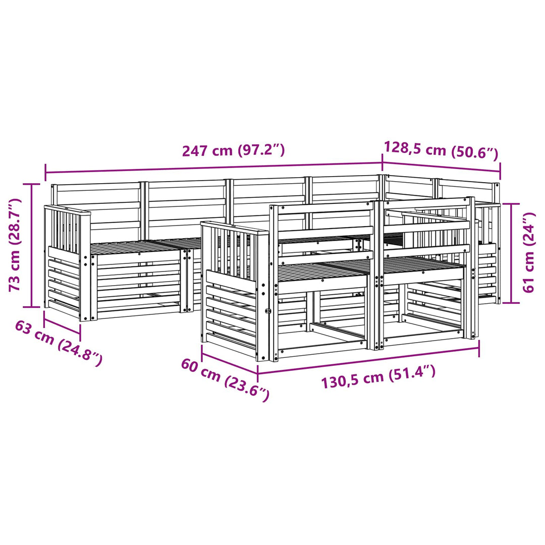 Udendørs sofagruppe 7 pcs Naturfarvet Polyester