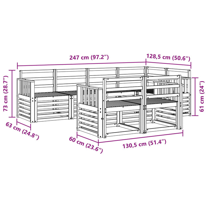Udendørs sofagruppe 7 pcs Naturfarvet Polyester