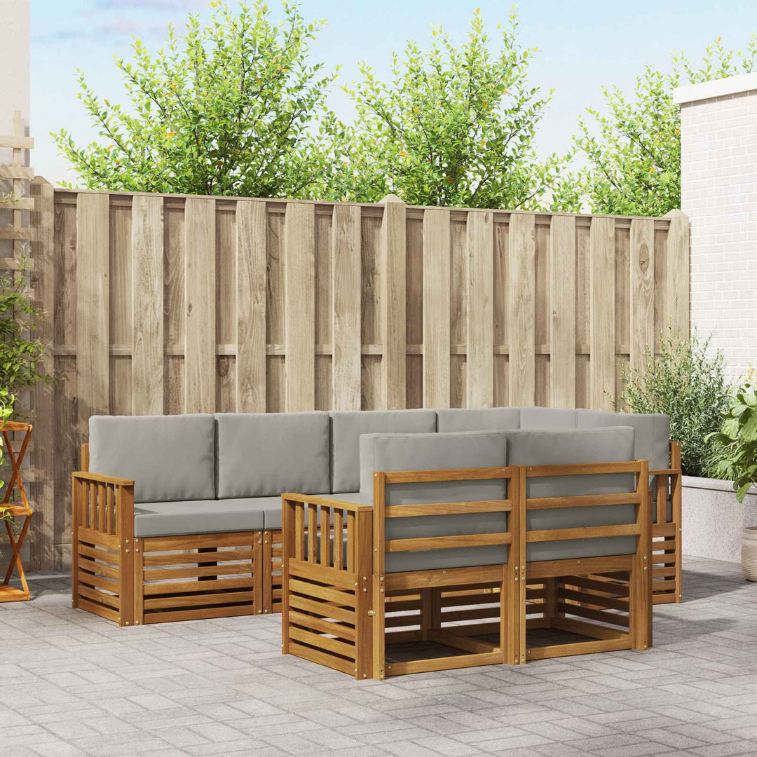 Sektionalsofa sæt med pude 7 pcs Naturlig og Lys Grå