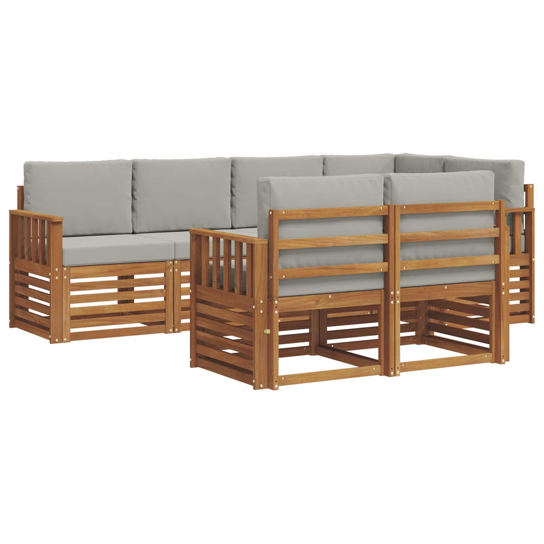 Sektionalsofa sæt med pude 7 pcs Naturlig og Lys Grå