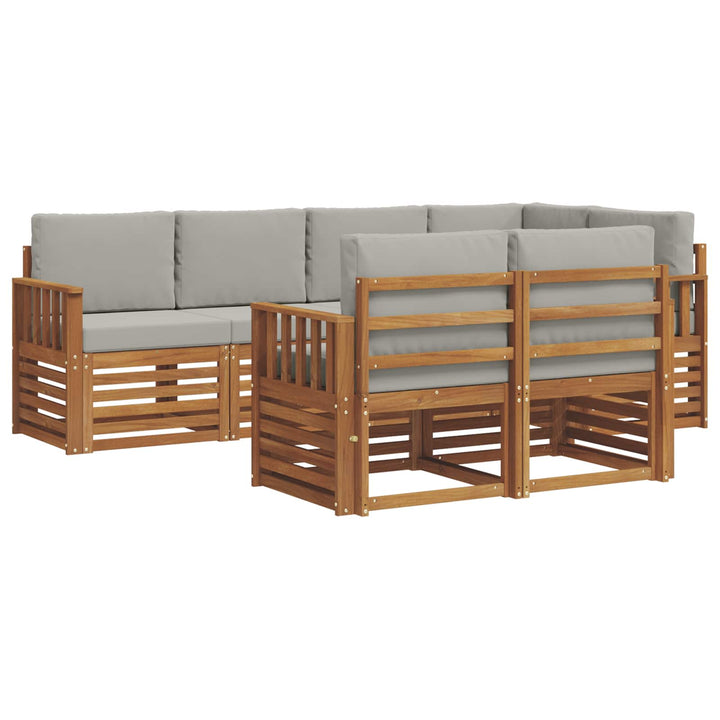 Sektionalsofa sæt med pude 7 pcs Naturlig og Lys Grå