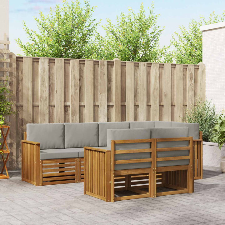 Sektionalsofa sæt med pude 7 pcs Naturlig og Lys Grå