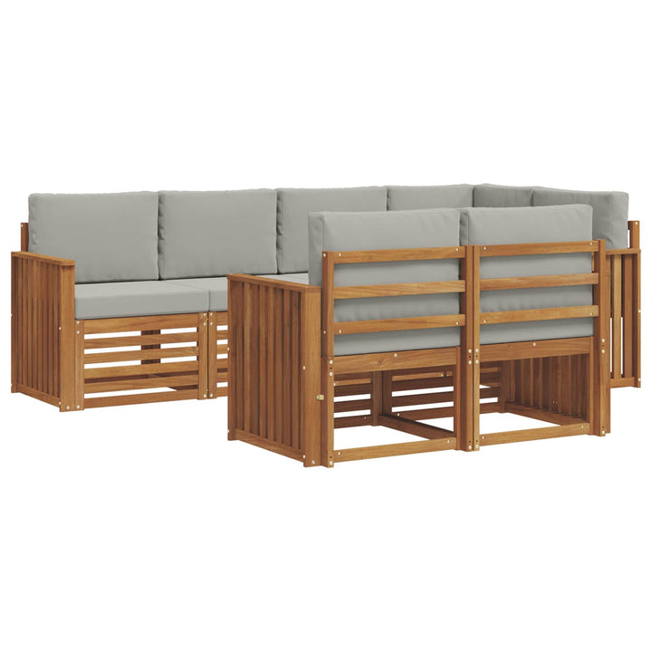 Sektionalsofa sæt med pude 7 pcs Naturlig og Lys Grå