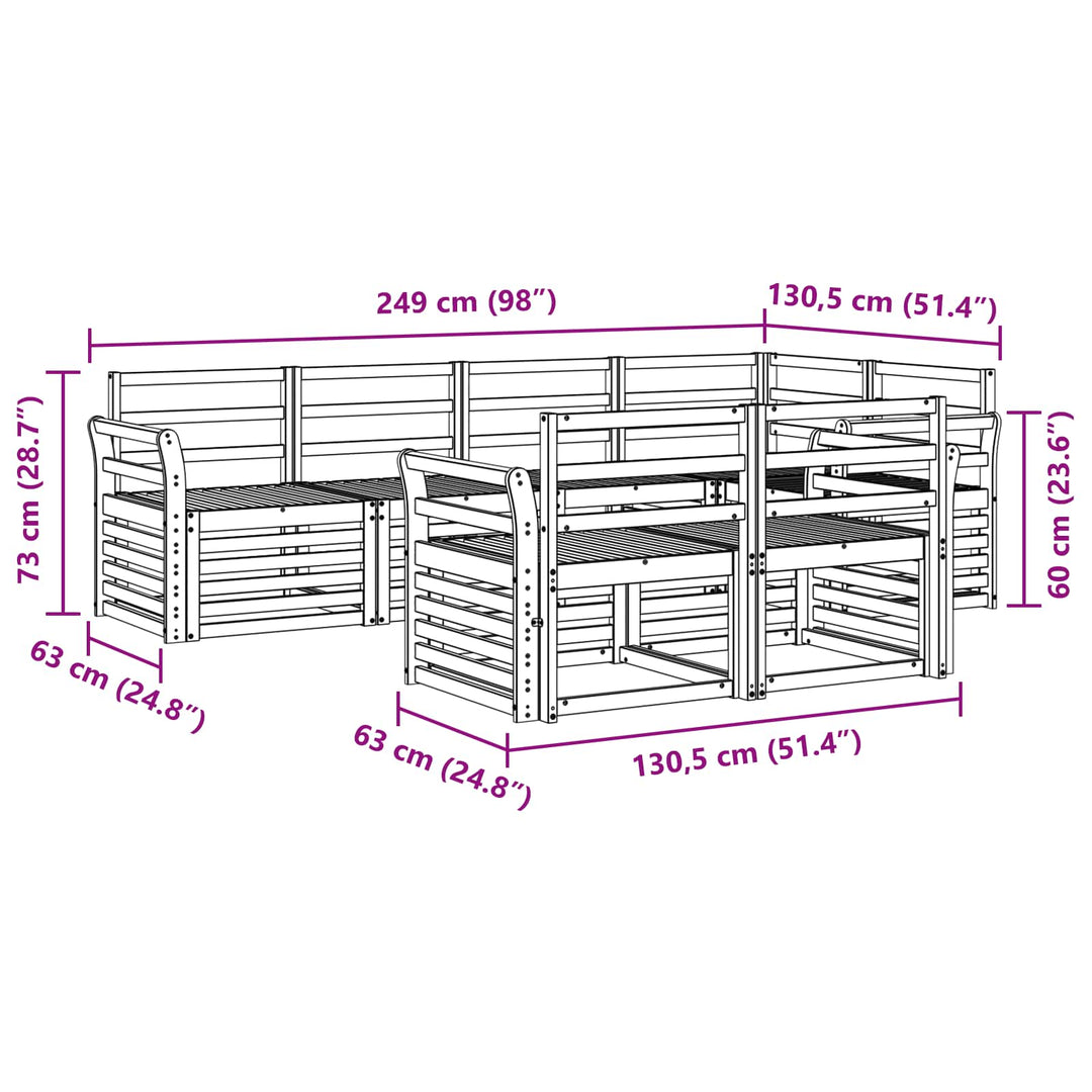 Sektionalsofa sæt 7 pcs Naturfarvet