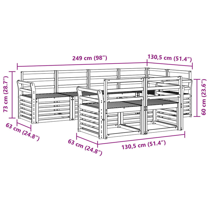 Sektionalsofa sæt 7 pcs Naturfarvet