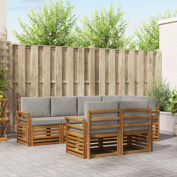 Sektionalsofa sæt med pude 7 pcs Naturlig og Lys Grå