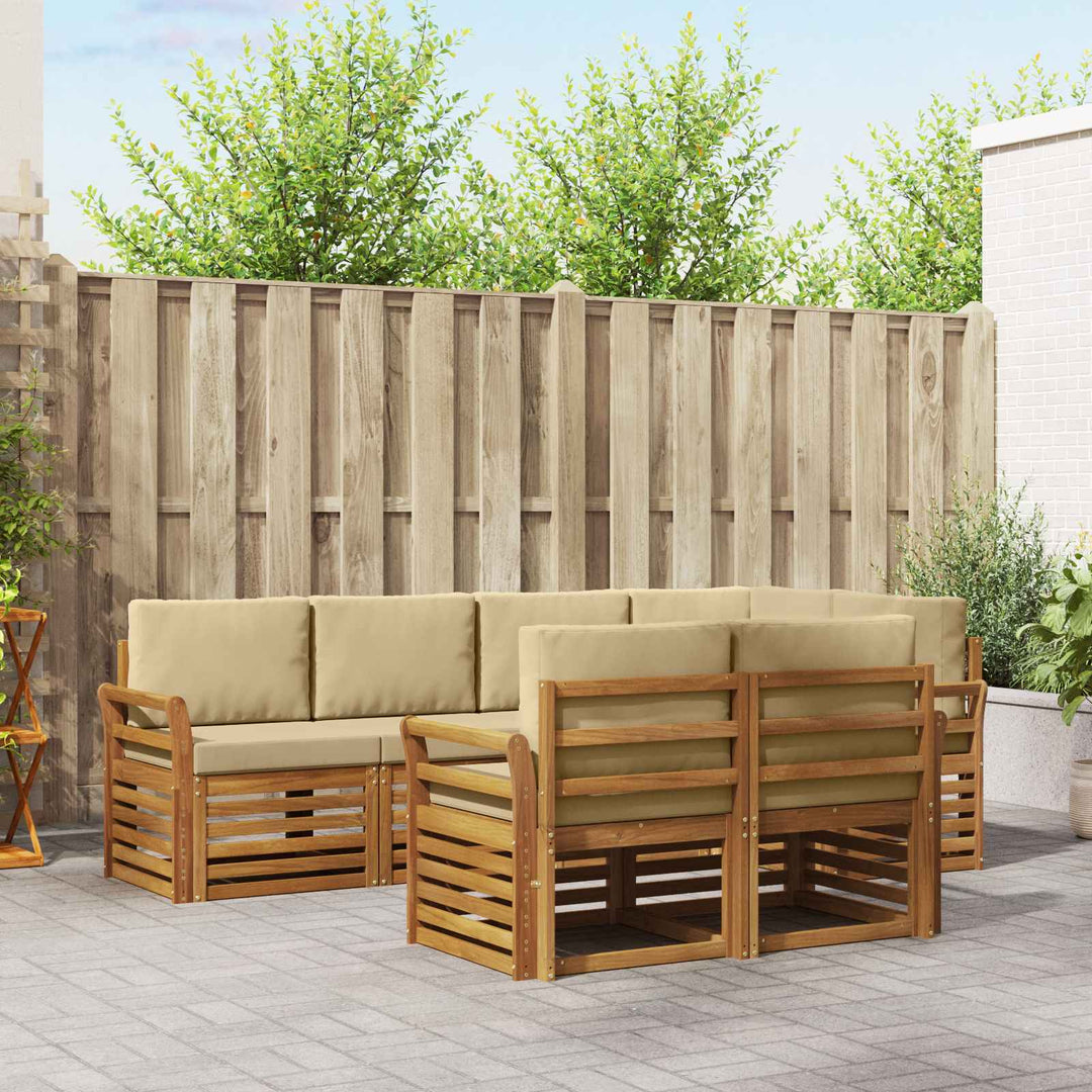 Udendørs sofagruppe 7 stk. Naturlig og Beige Polyester