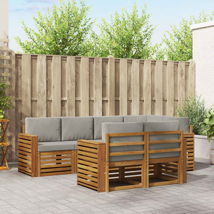 Sektionalsofa sæt med pude 7 pcs Naturlig og Lys Grå