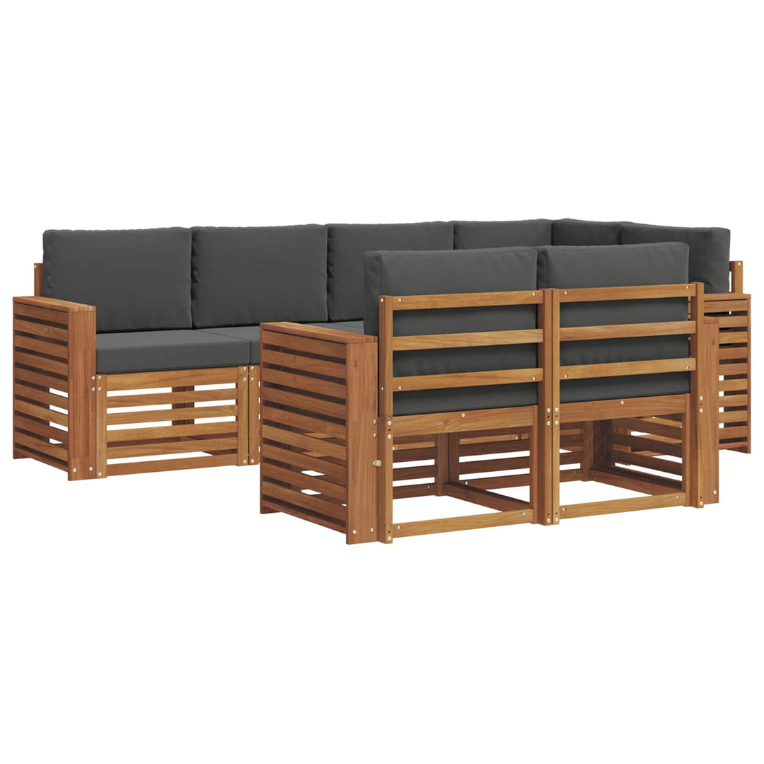 Sektionalsofa sæt 7 pcs Naturlig og Antracit Massivt Akacietræ