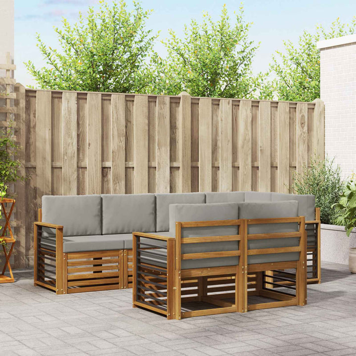 Sektionalsofa sæt med pude 7 pcs Naturlig og Lys Grå