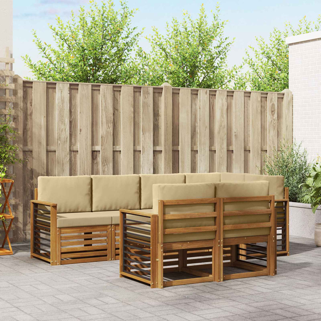 Sektionalsofa sæt med pude 7 pcs Naturlig og Beige