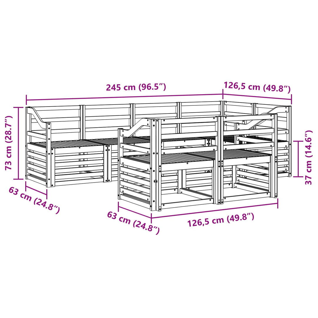 Sektionalsofa sæt 7 pcs Naturfarvet