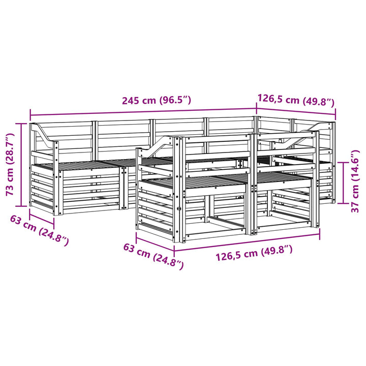 Sektionalsofa sæt 7 pcs Naturfarvet