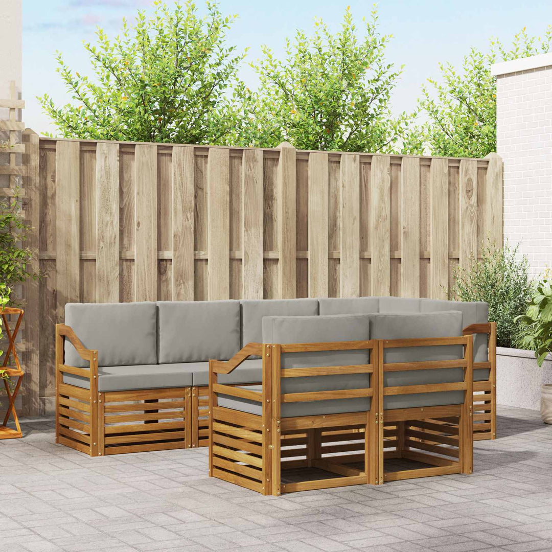 Sektionalsofa sæt med pude 7 pcs Naturlig og Lys Grå