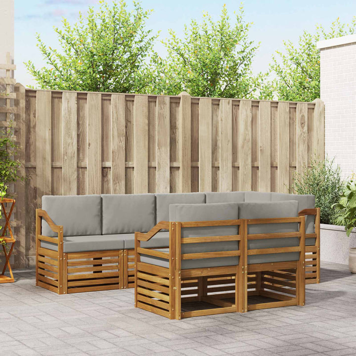 Sektionalsofa sæt med pude 7 pcs Naturlig og Lys Grå