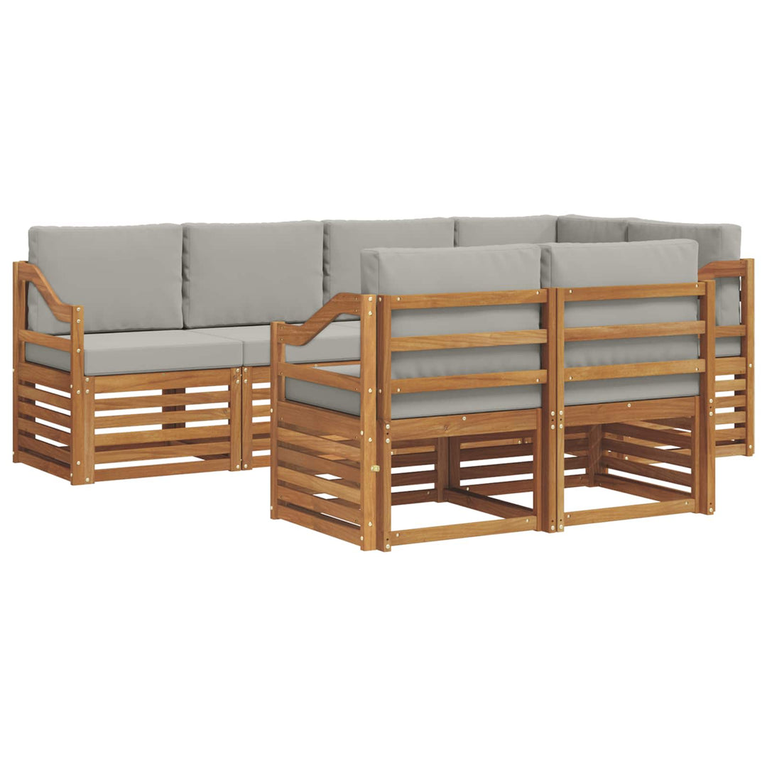 Sektionalsofa sæt med pude 7 pcs Naturlig og Lys Grå