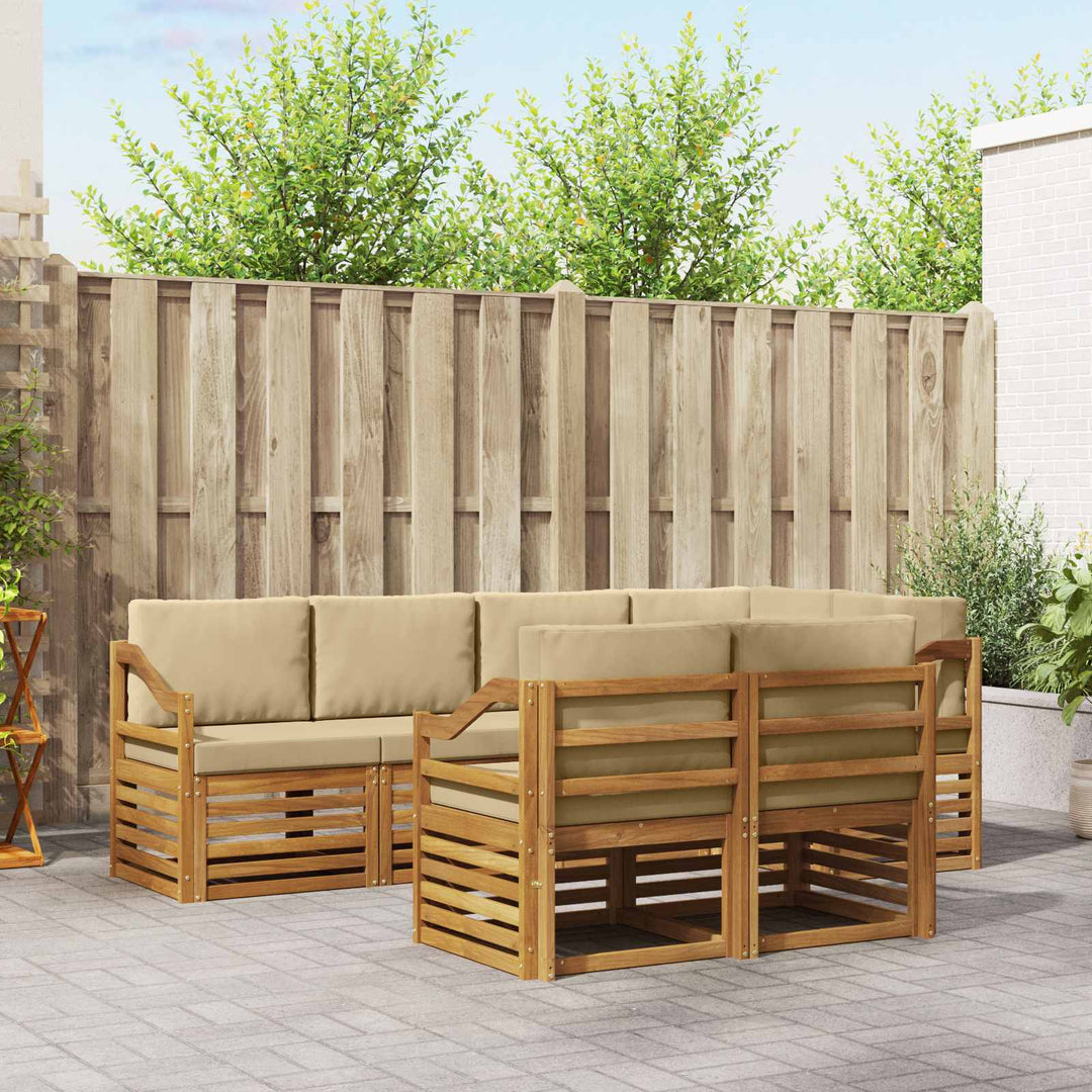 Udendørs sofagruppe 7 stk. Naturlig og Beige Polyester