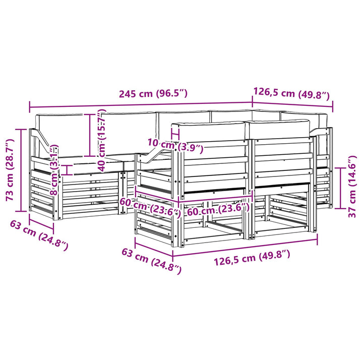 Sektionalsofa sæt med pude 7 pcs Naturlig og Beige