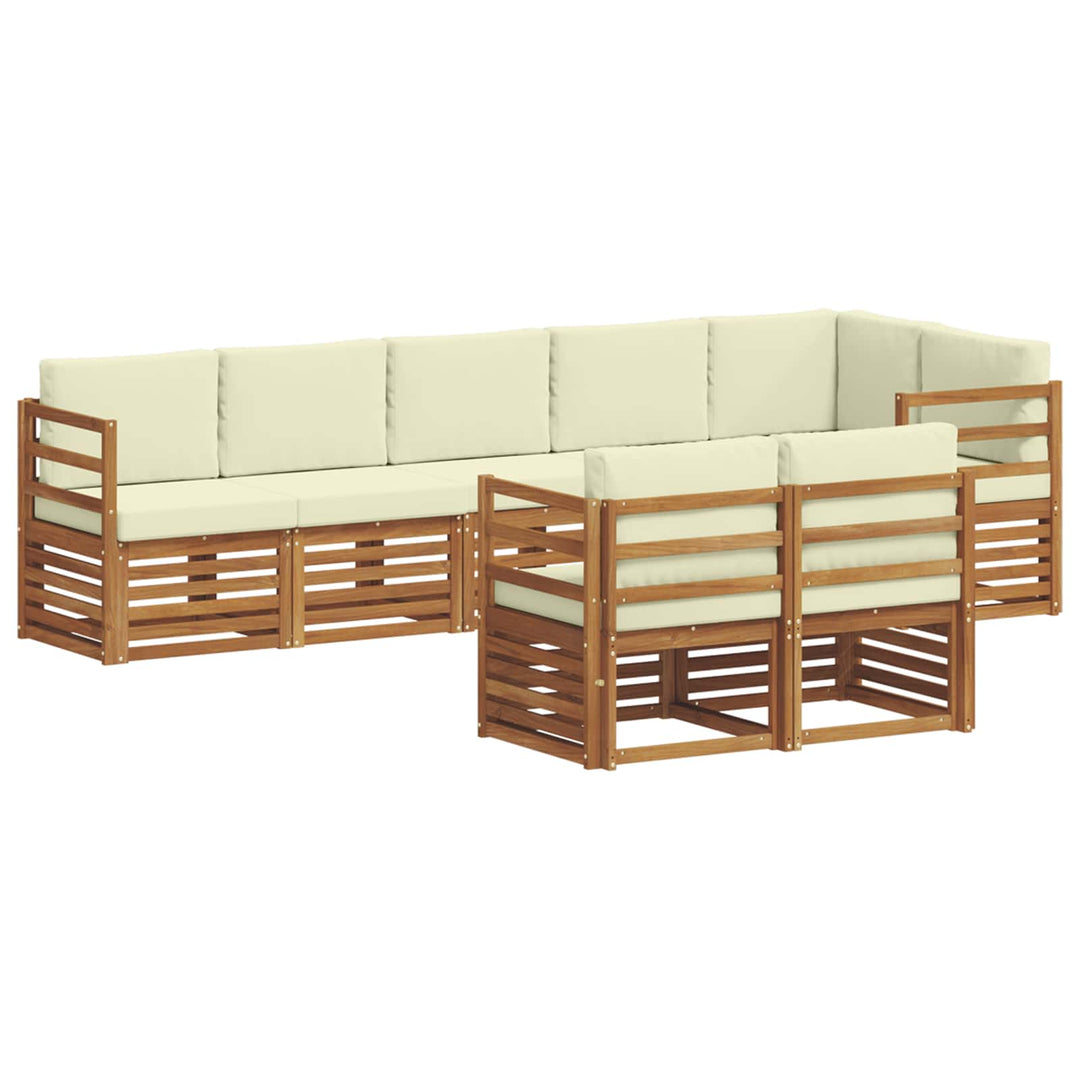 Sofasæt med pude 8 pcs Naturlig og Fløde Massivt Akacietræ