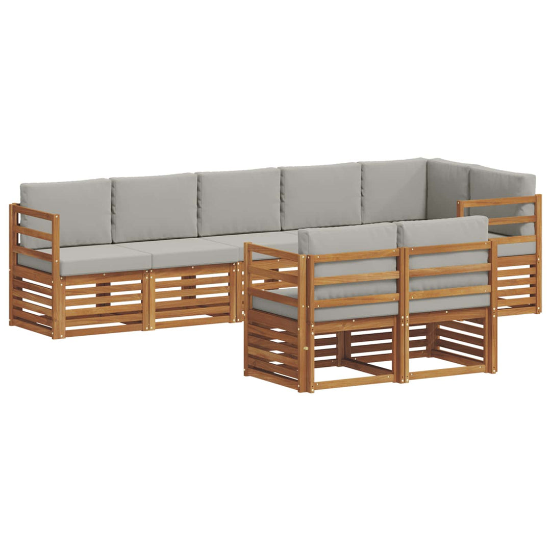 Sofasæt med pude 8 pcs Naturlig og Lys Grå Massivt Akacietræ