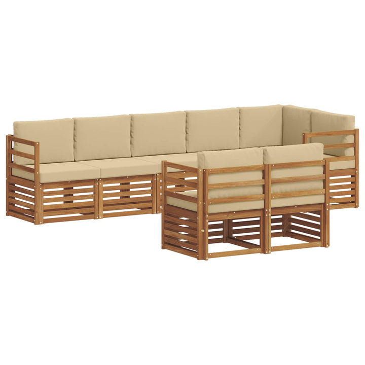 Sofasæt med pude 8 pcs Naturlig og Beige Massivt Akacietræ
