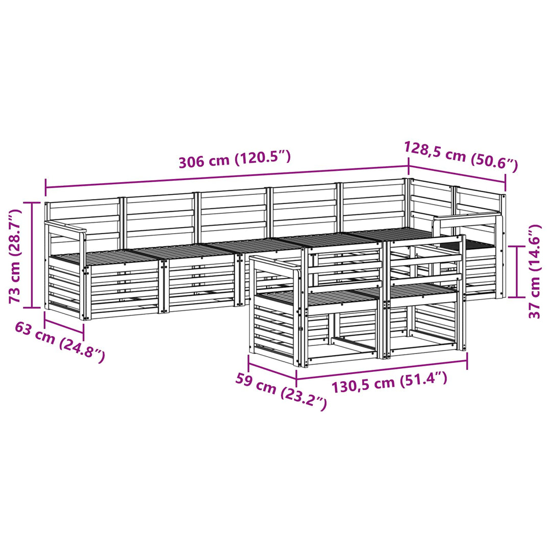 Sofasæt 8 pcs Naturfarvet Massivt Akacietræ