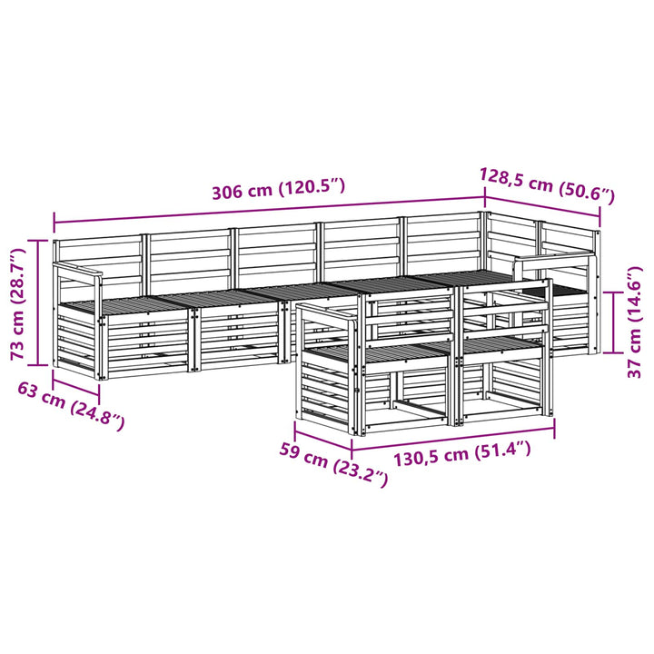 Sofasæt 8 pcs Naturfarvet Massivt Akacietræ