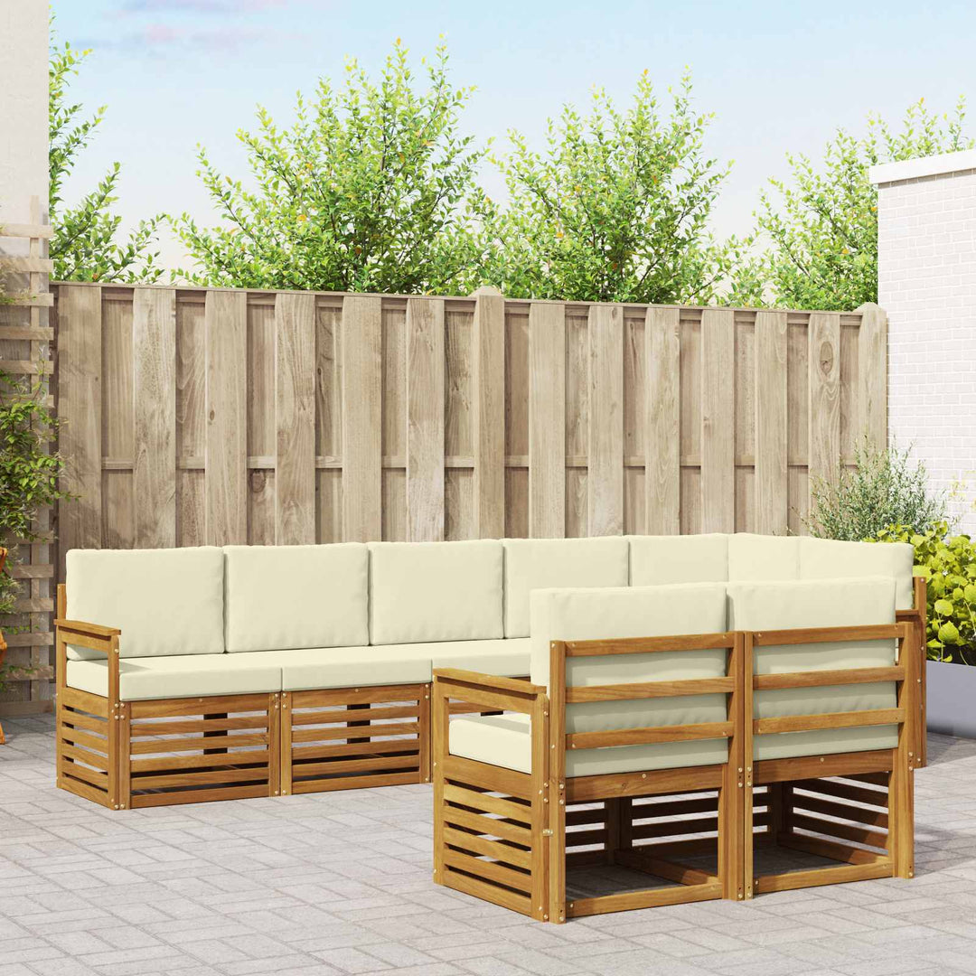 Sofasæt med pude 8 pcs Naturlig og Fløde Massivt Akacietræ