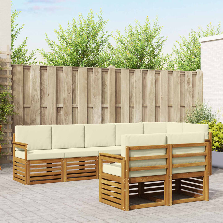 Sofasæt med pude 8 pcs Naturlig og Fløde Massivt Akacietræ