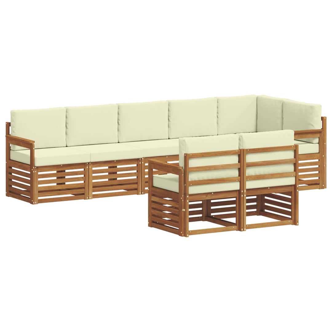 Sofasæt med pude 8 pcs Naturlig og Fløde Massivt Akacietræ