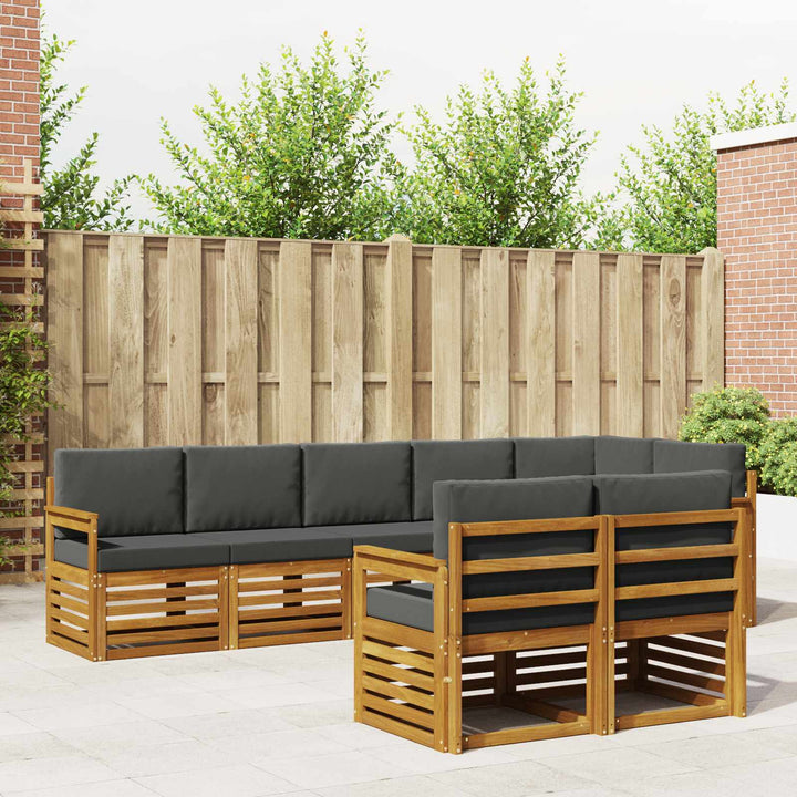 Sofasæt med pude 8 pcs Naturlig og Antracit Massivt Akacietræ
