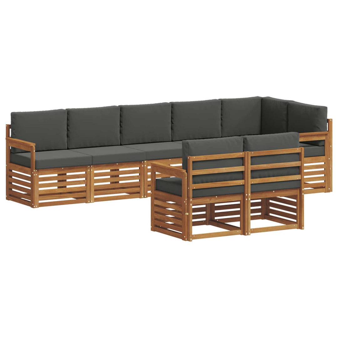 Sofasæt med pude 8 pcs Naturlig og Antracit Massivt Akacietræ