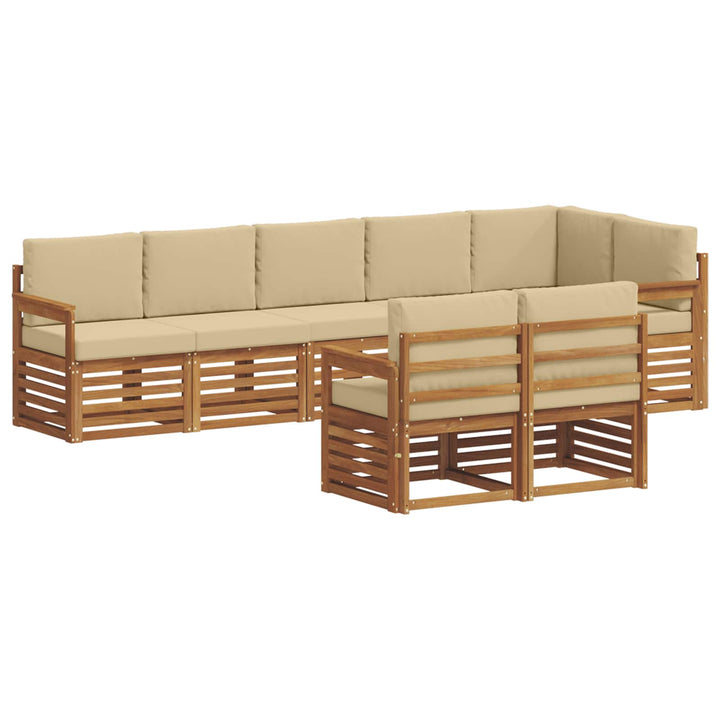 Sofasæt med pude 8 pcs Naturlig og Beige Massivt Akacietræ
