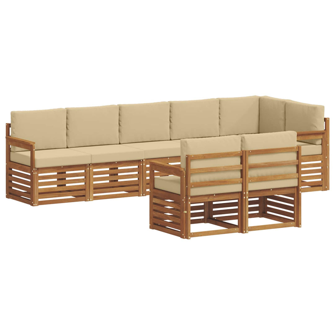Sofasæt med pude 8 pcs Naturlig og Beige Massivt Akacietræ