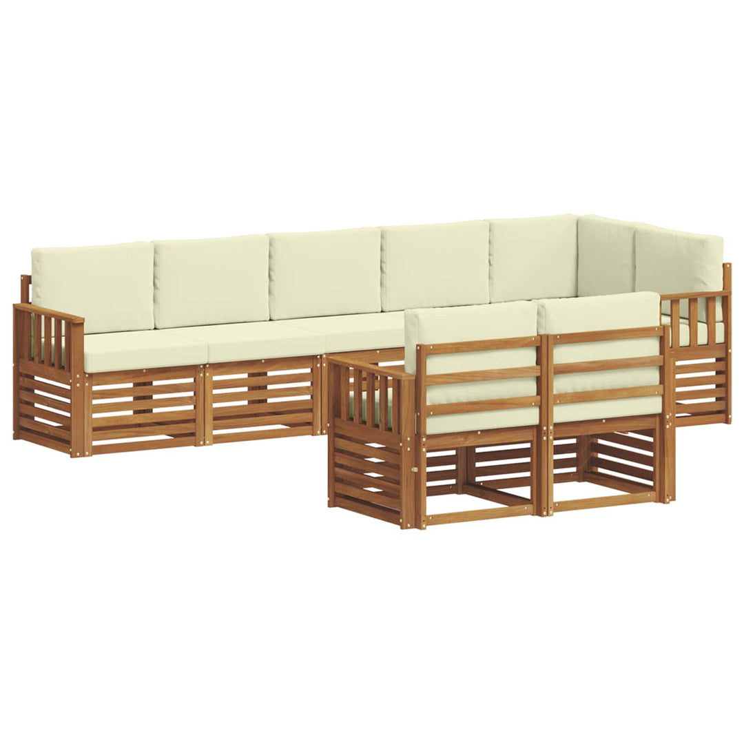 Sofasæt med pude 8 pcs Naturlig og Fløde Massivt Akacietræ