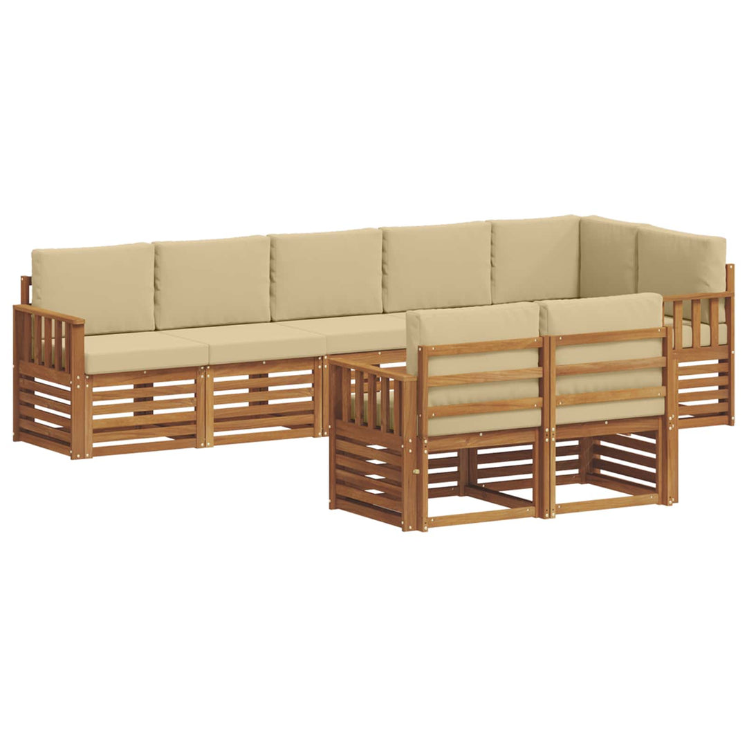 Sofasæt med pude 8 pcs Naturlig og Beige Massivt Akacietræ