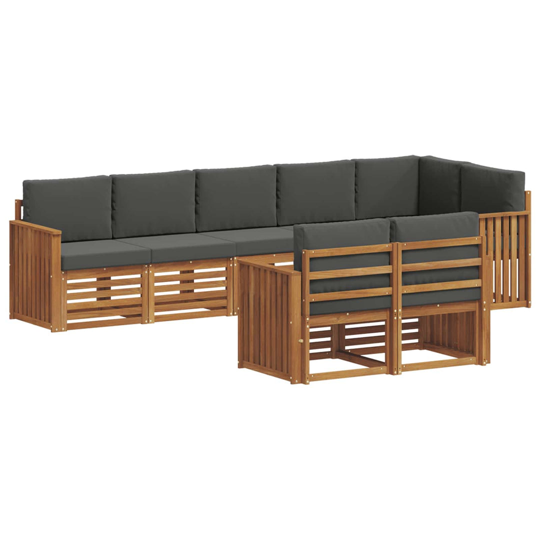 Sofasæt med pude 8 pcs Naturlig og Antracit Massivt Akacietræ