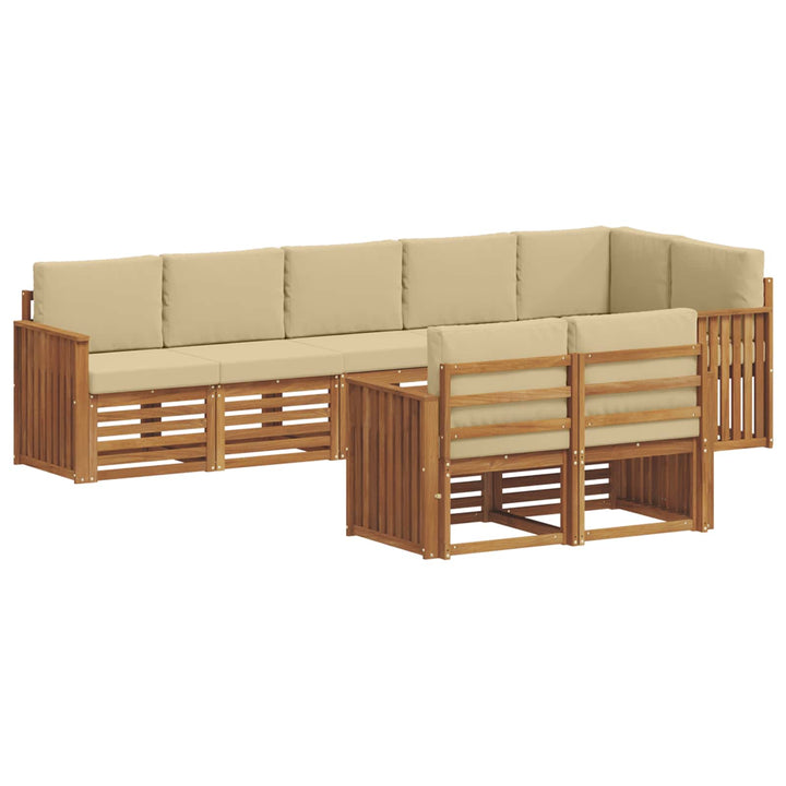 Sofasæt med pude 8 pcs Naturlig og Beige Massivt Akacietræ