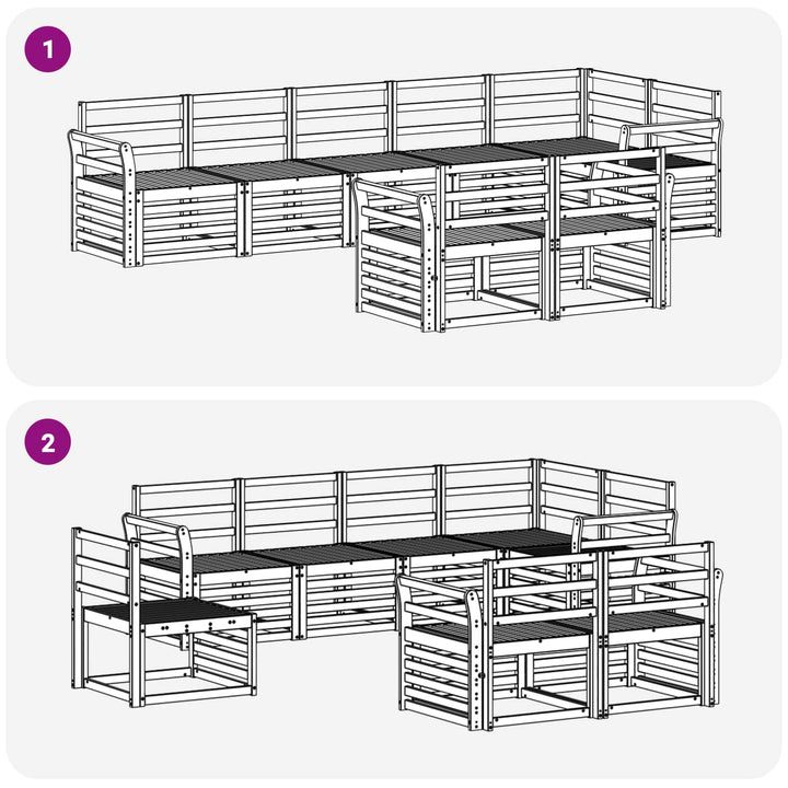 Sofasæt 8 pcs Naturfarvet Massivt Akacietræ
