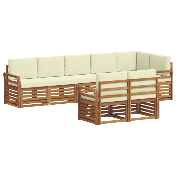Sofasæt med pude 8 pcs Naturlig og Fløde Massivt Akacietræ