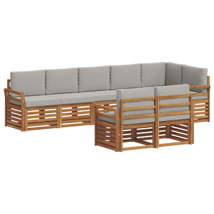 Sofasæt med pude 8 pcs Naturlig og Lys Grå Massivt Akacietræ